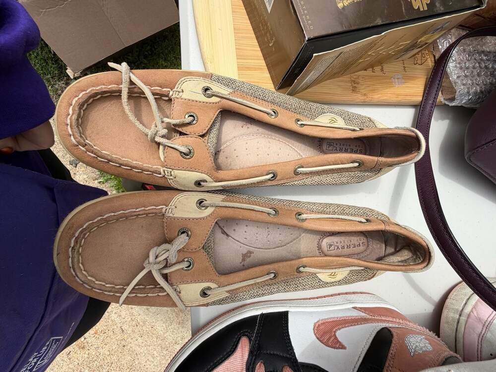 Sperry Top-Sider Women's Boat Shoes Tan Canvas Leather Size 11M